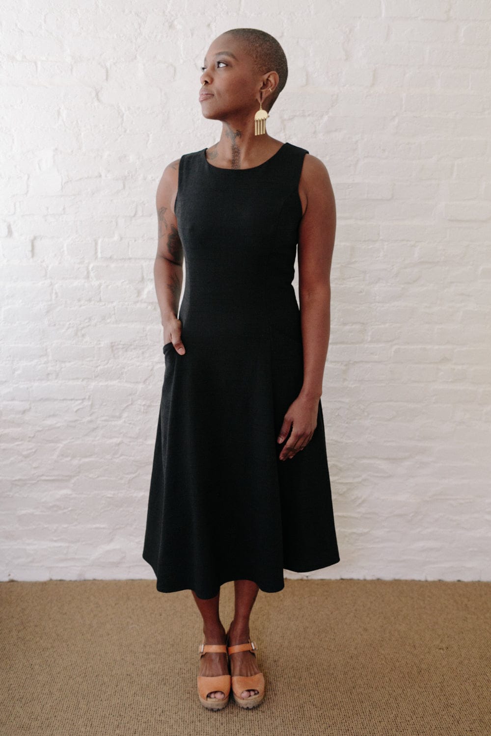 Field Day Dress XS Lori Dress in Black Linen