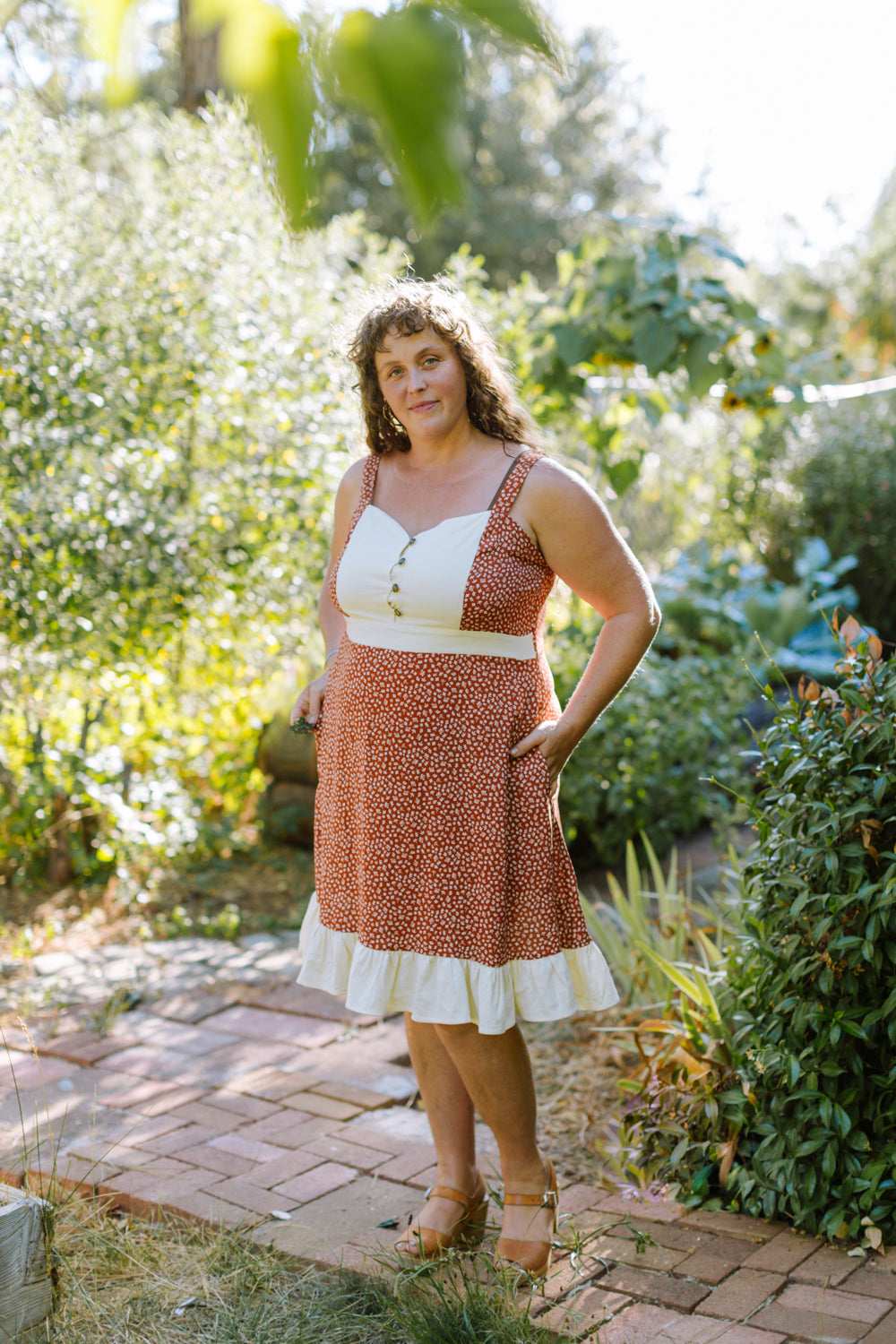 Field Day Dress Gemma Dress in Rust Floral and Oat