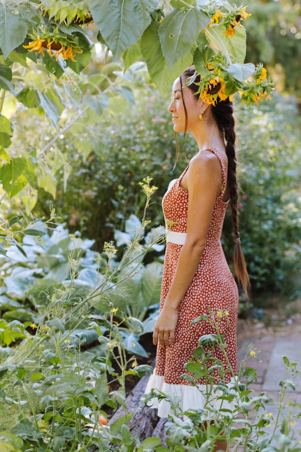 Field Day Dress Gemma Dress in Rust Floral and Oat
