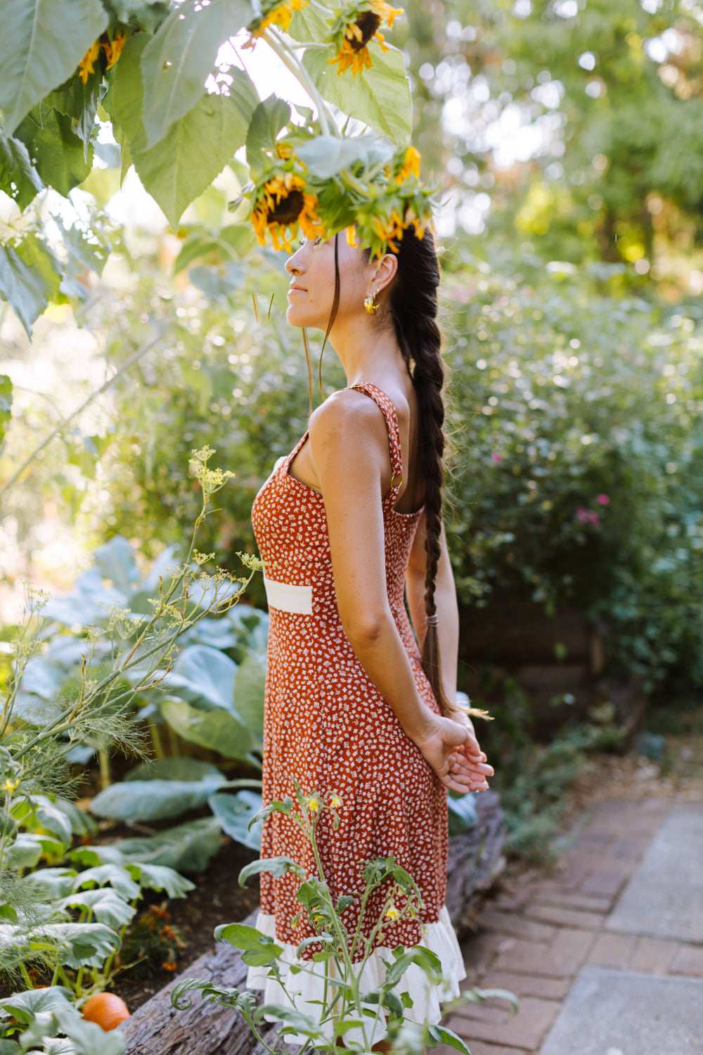 Field Day Dress Gemma Dress in Rust Floral and Oat