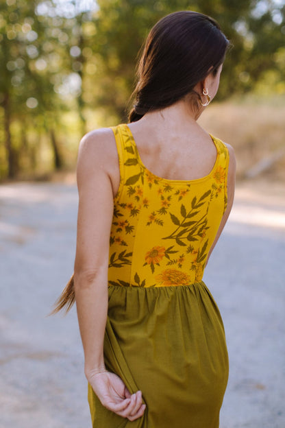 Field Day Dress Josephine Dress in Pea Soup Marigold