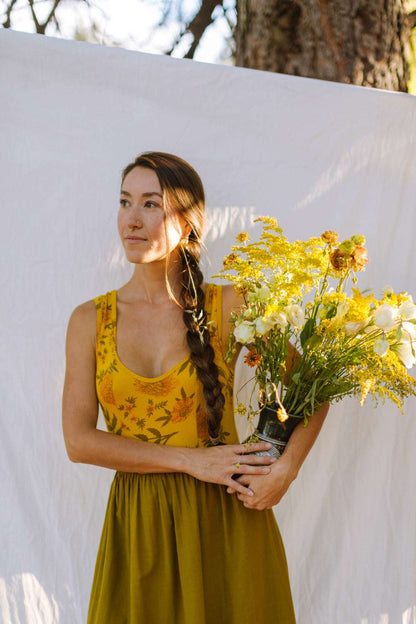 Field Day Dress Josephine Dress in Pea Soup Marigold