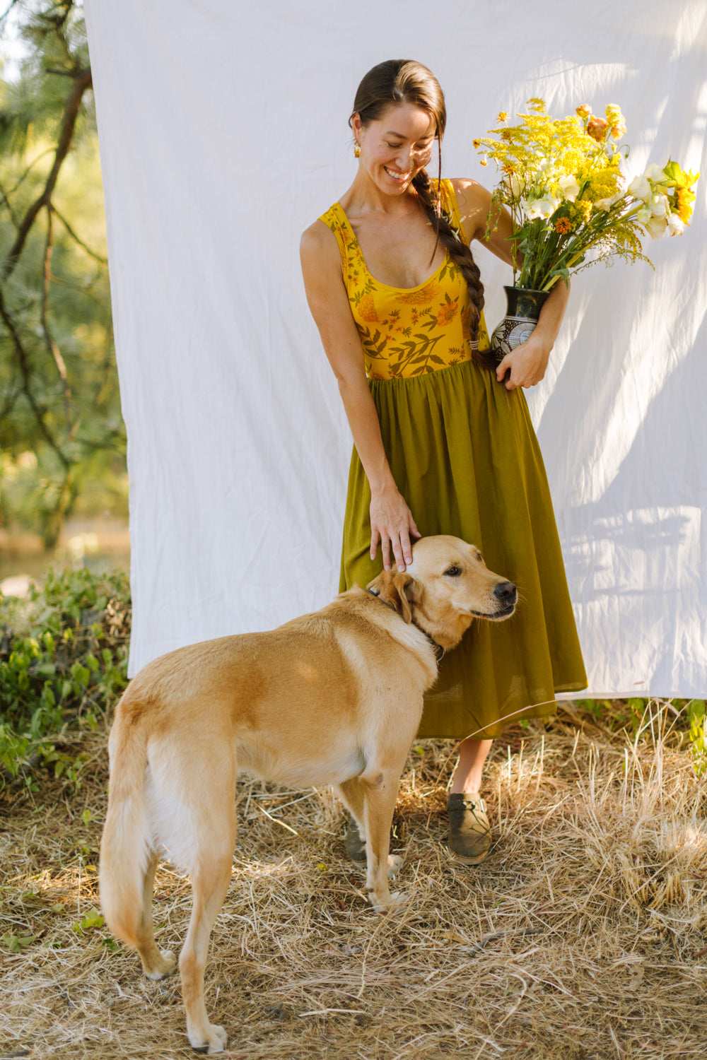 Field Day Dress Josephine Dress in Pea Soup Marigold