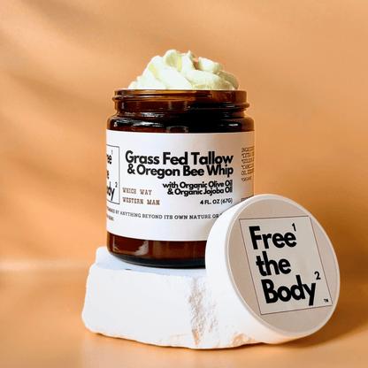 Free the Body Co. Moisturizers Which Way Western Man Grass Fed Tallow and Oregon Bee Whipped Balm - Bare - 4 oz