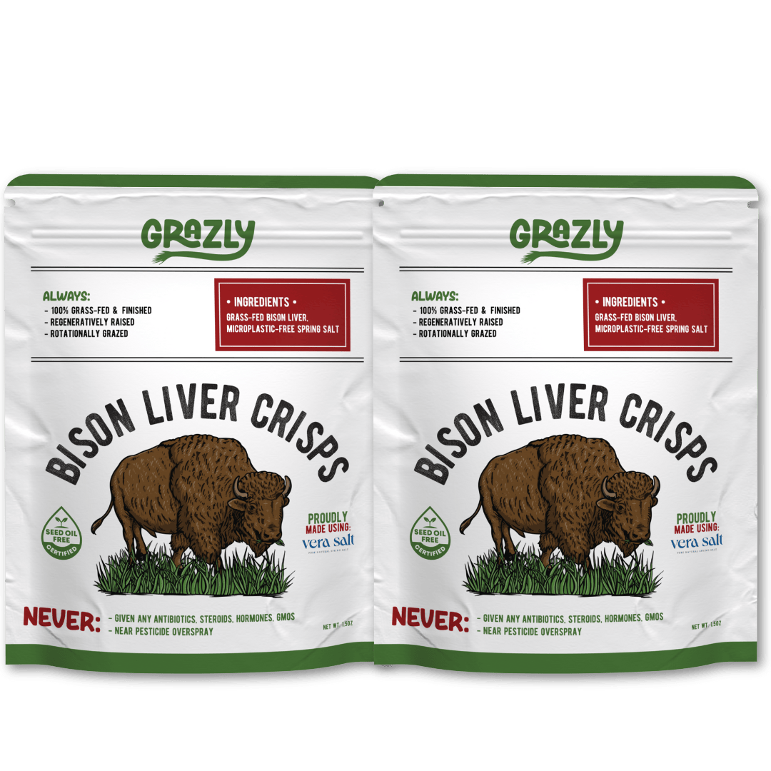 Grazly Bison Crisp Plain / 2 Pack Bison Liver Crisps - 100% Grass-Fed/Finished