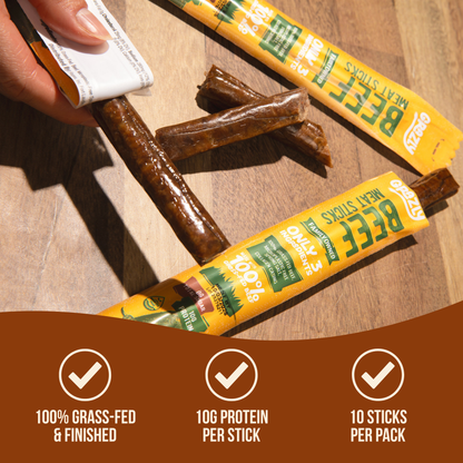 Plain Beef Meat Sticks - 100% Grass-Fed &amp; Finished
