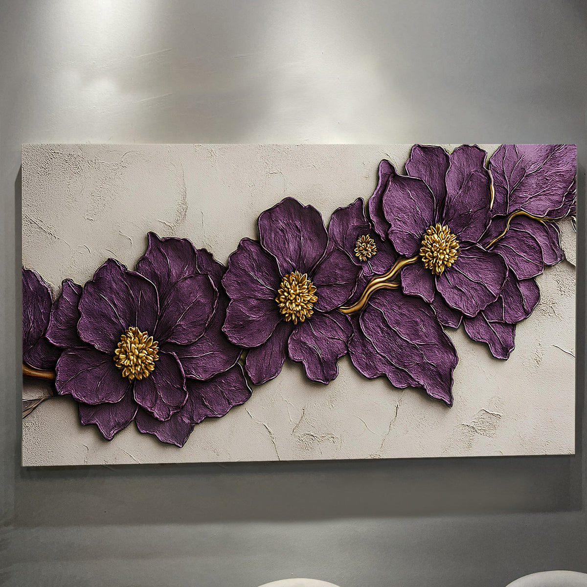 Tailored Canvases Canvas Purple Flower Plaster Wall Art