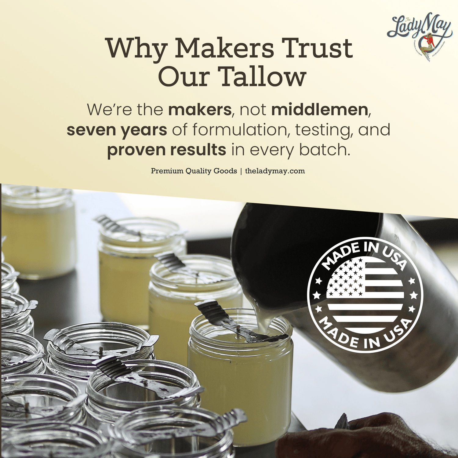 Lady May Tallow Beef Tallow Unscented Bulk Beef Tallow - 16 Pounds | 100% Natural &amp; Pure