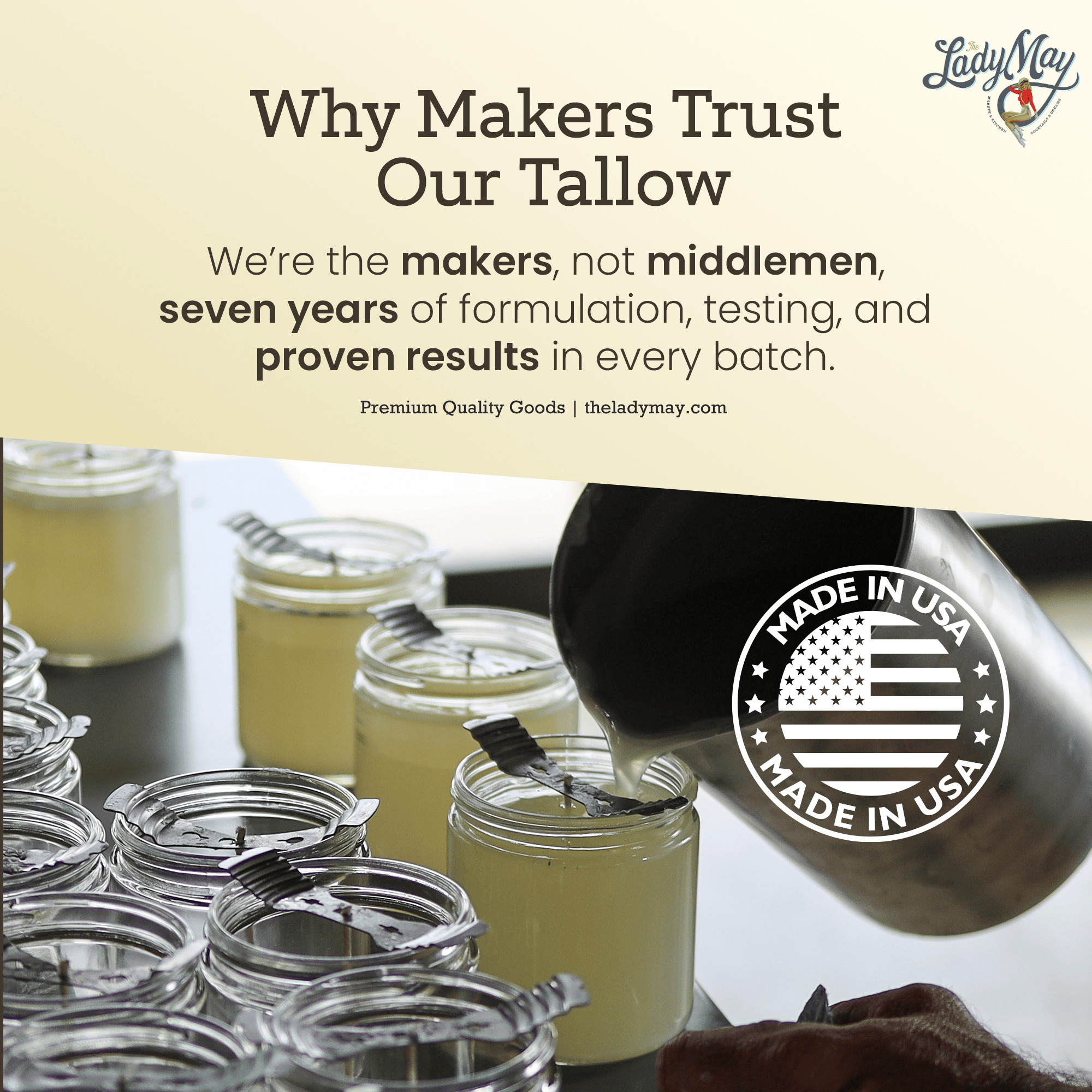 Lady May Tallow Beef Tallow Unscented Bulk Beef Tallow - 16 Pounds | 100% Natural &amp; Pure