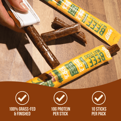 Plain Beef Meat Sticks - 100% Grass-Fed &amp; Finished