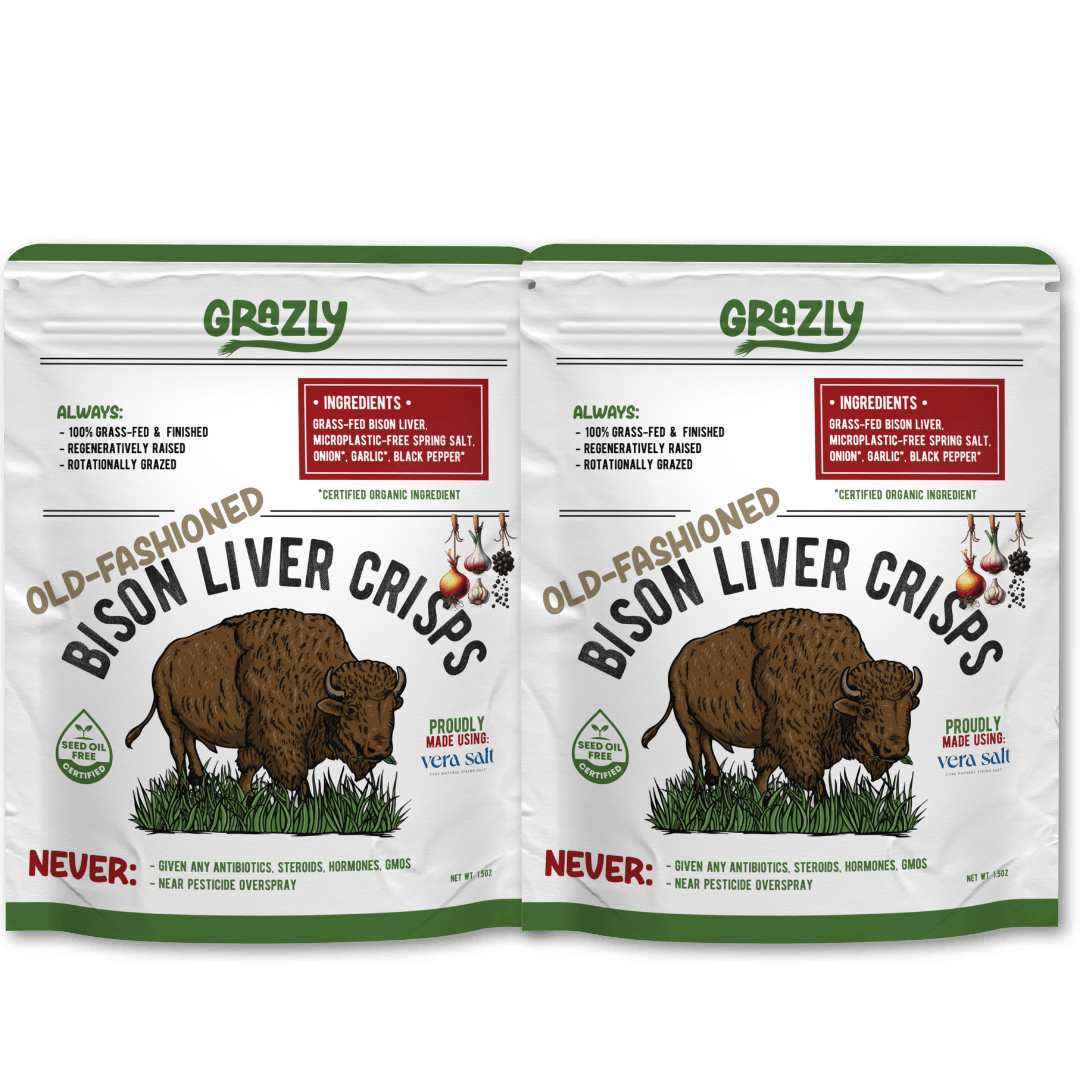 Grazly Bison Crisp Old Fashioned / 2 Pack Bison Liver Crisps - 100% Grass-Fed/Finished