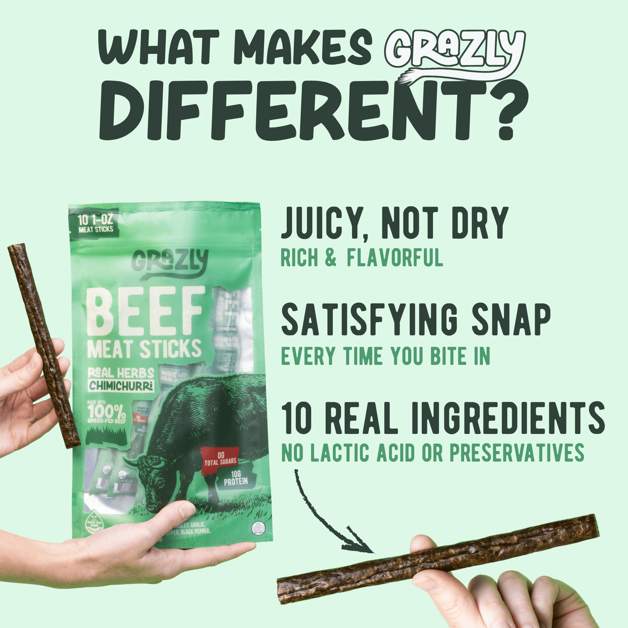 Grazly Chimichurri Beef Meat Sticks