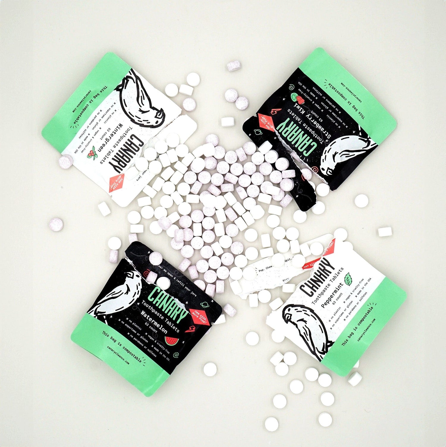 Canary Toothpaste Tablets 4 Pack Sampler of Canary Toothpaste Tablets