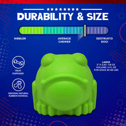 Bull Frog Dog Chew Toy &amp; Treat Dispenser - USA Made | SodaPup