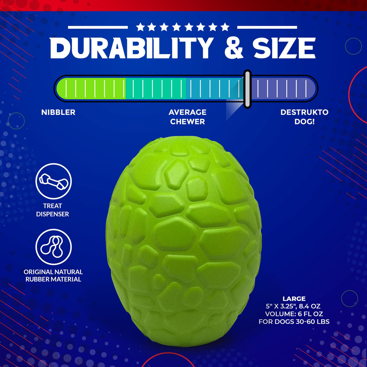 Dinosaur Egg Dog Chew Toy &amp; Treat Dispenser - USA Made | SodaPup