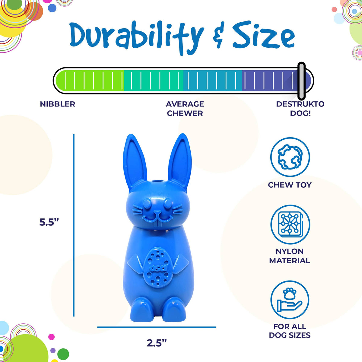 Bunny Nylon Chew Toy for Aggressive Chewers | Durable &amp; USA Made