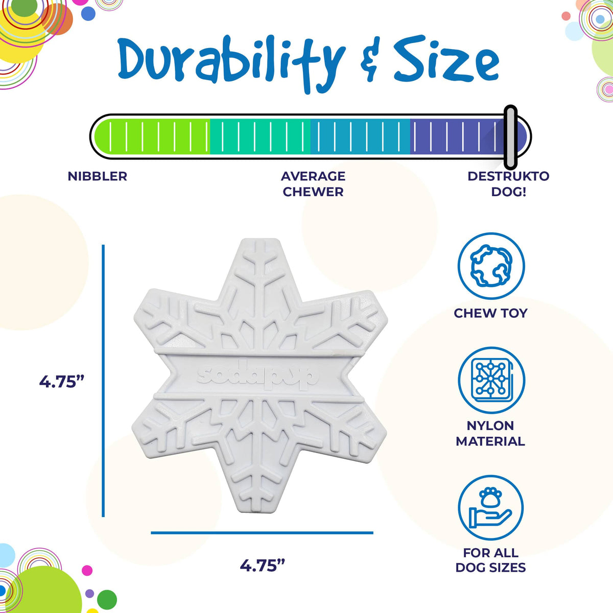 Snowflake Nylon Dog Chew Toy for Aggressive Chewers | USA Made &amp; FDA Compliant