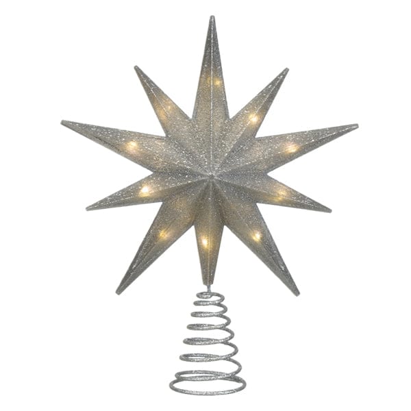 Old World Christmas 12 / 50030 12" Lit Silver Glitter Star Tree Topper
