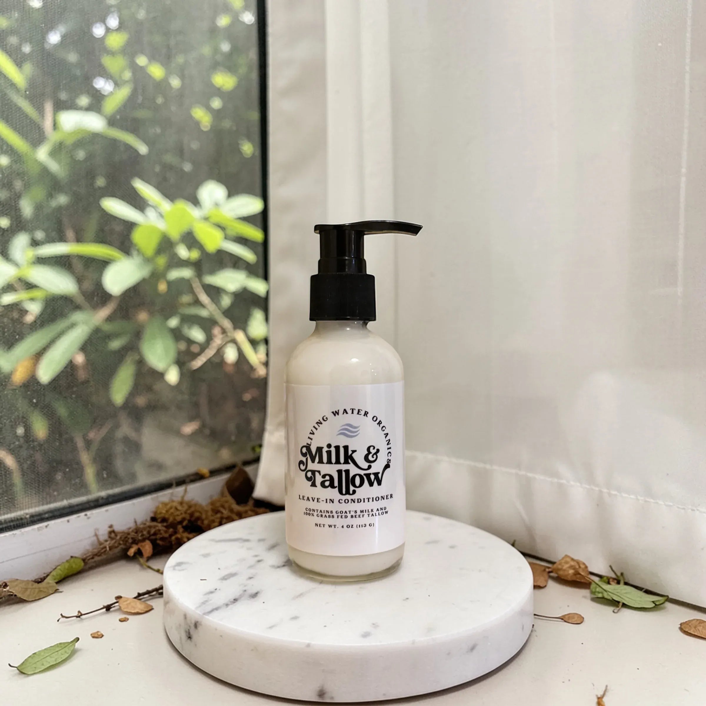 Living Water Organics 4 oz Tallow, Shea &amp; Goat Milk Leave-In Conditioner