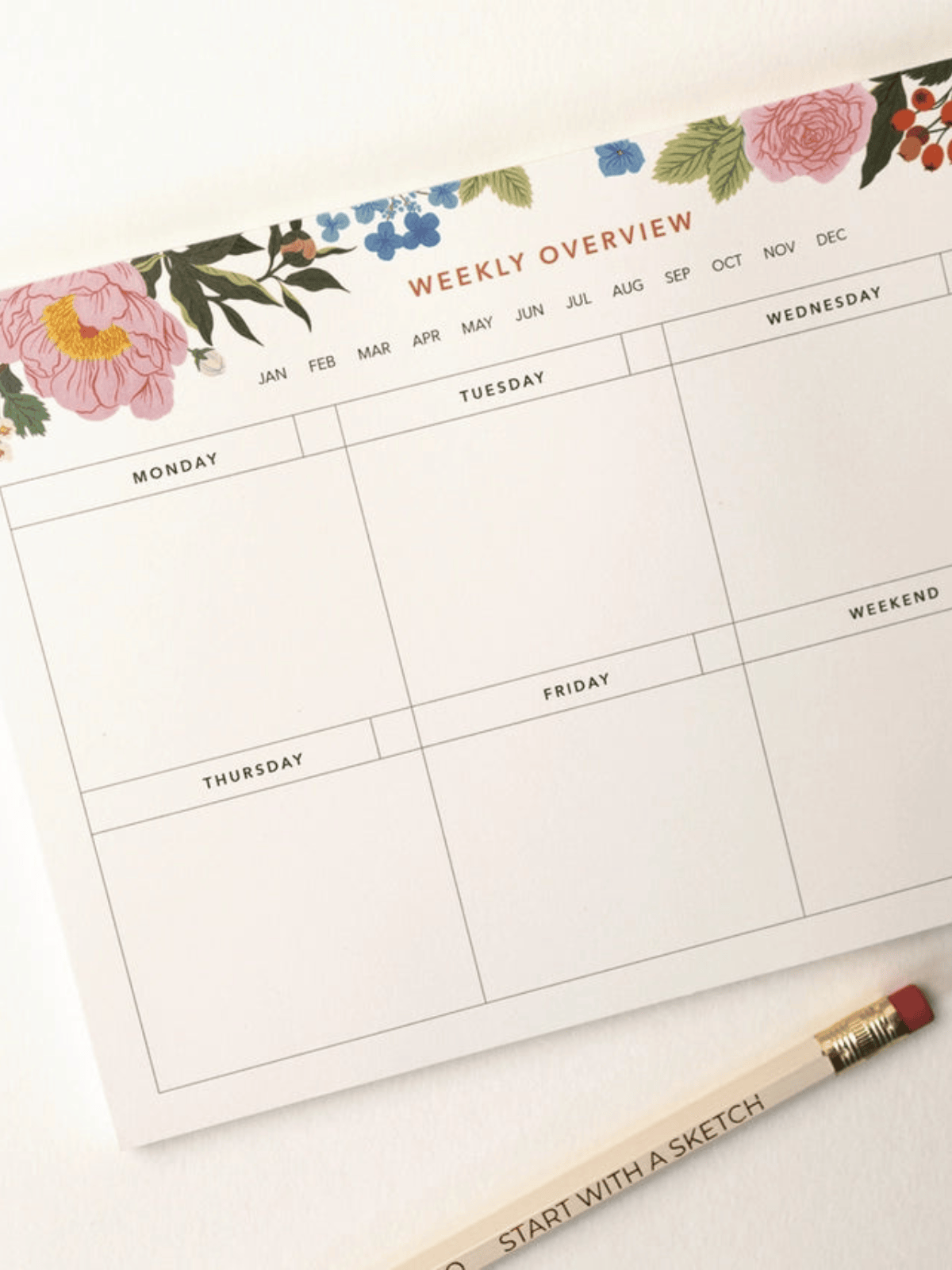 Ash &amp; Rose notebook Botanical Weekly Overview Notepad