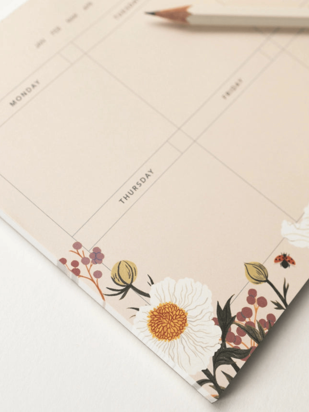 Ash &amp; Rose notebook Botanical Weekly Overview Notepad