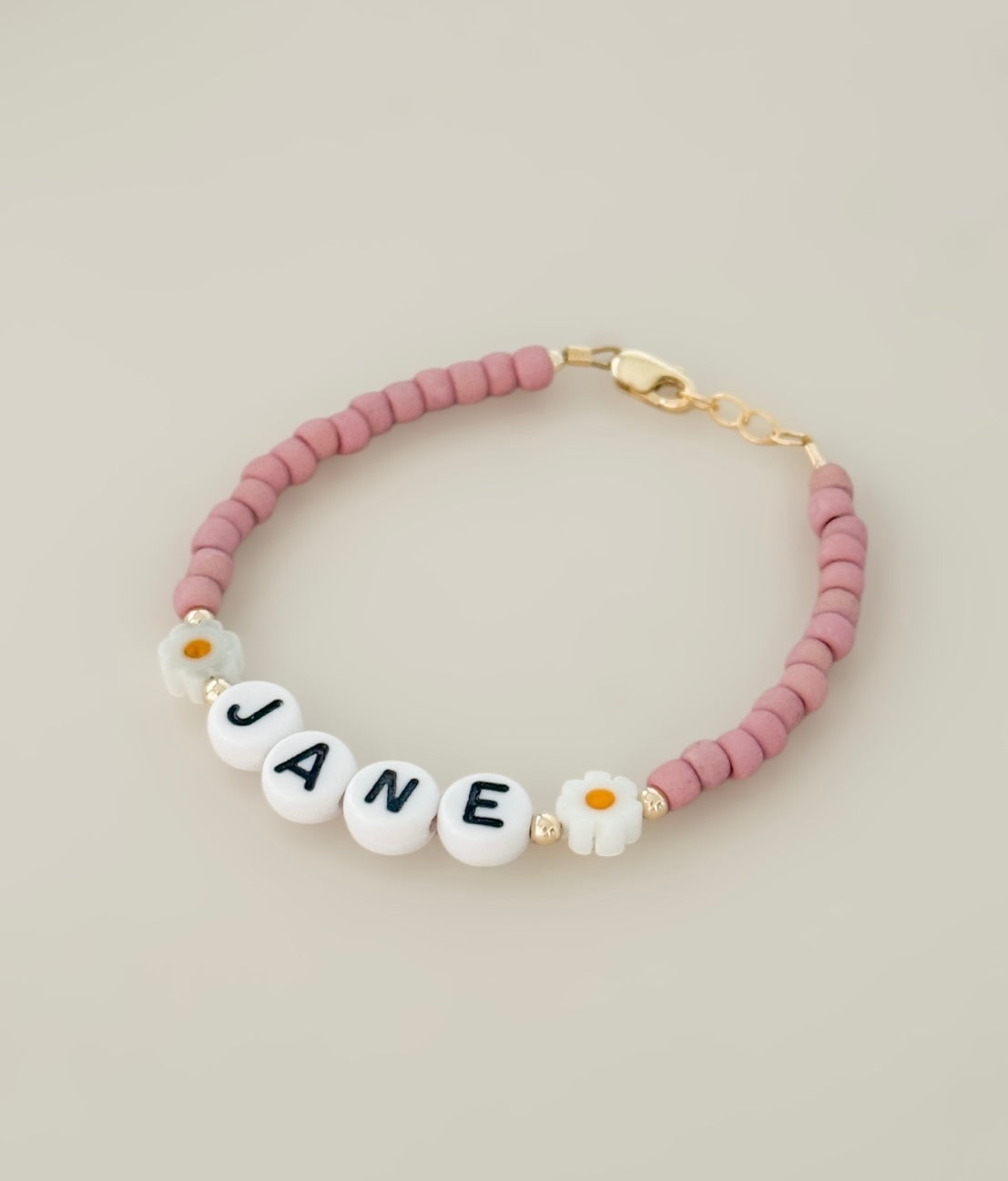 Pink Daisy Name Bracelet