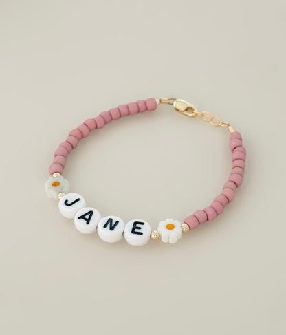 Pink Daisy Name Bracelet