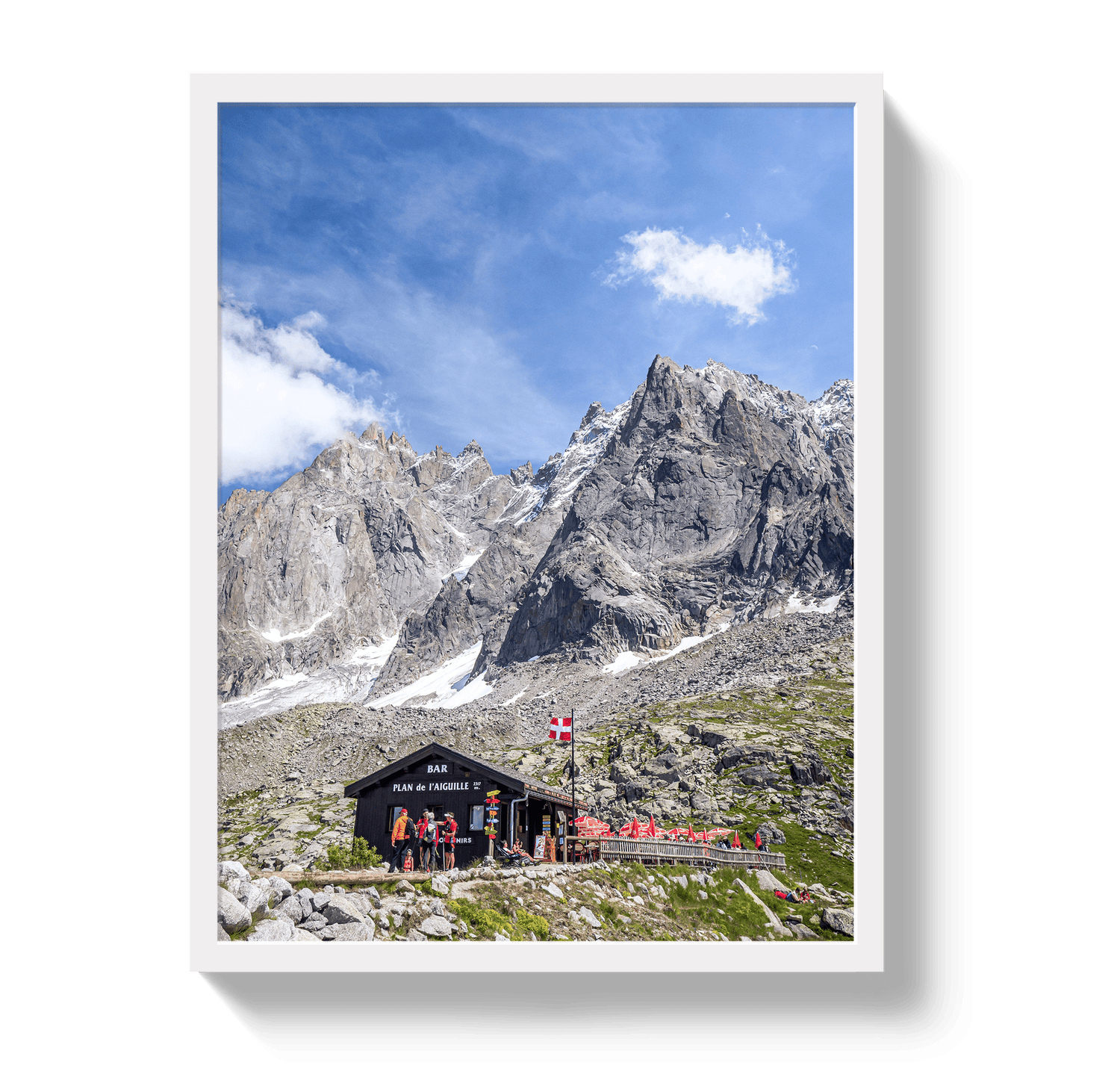 Johnny Vacay White / 11x14 / Full Bleed Chamonix Mountain Bar