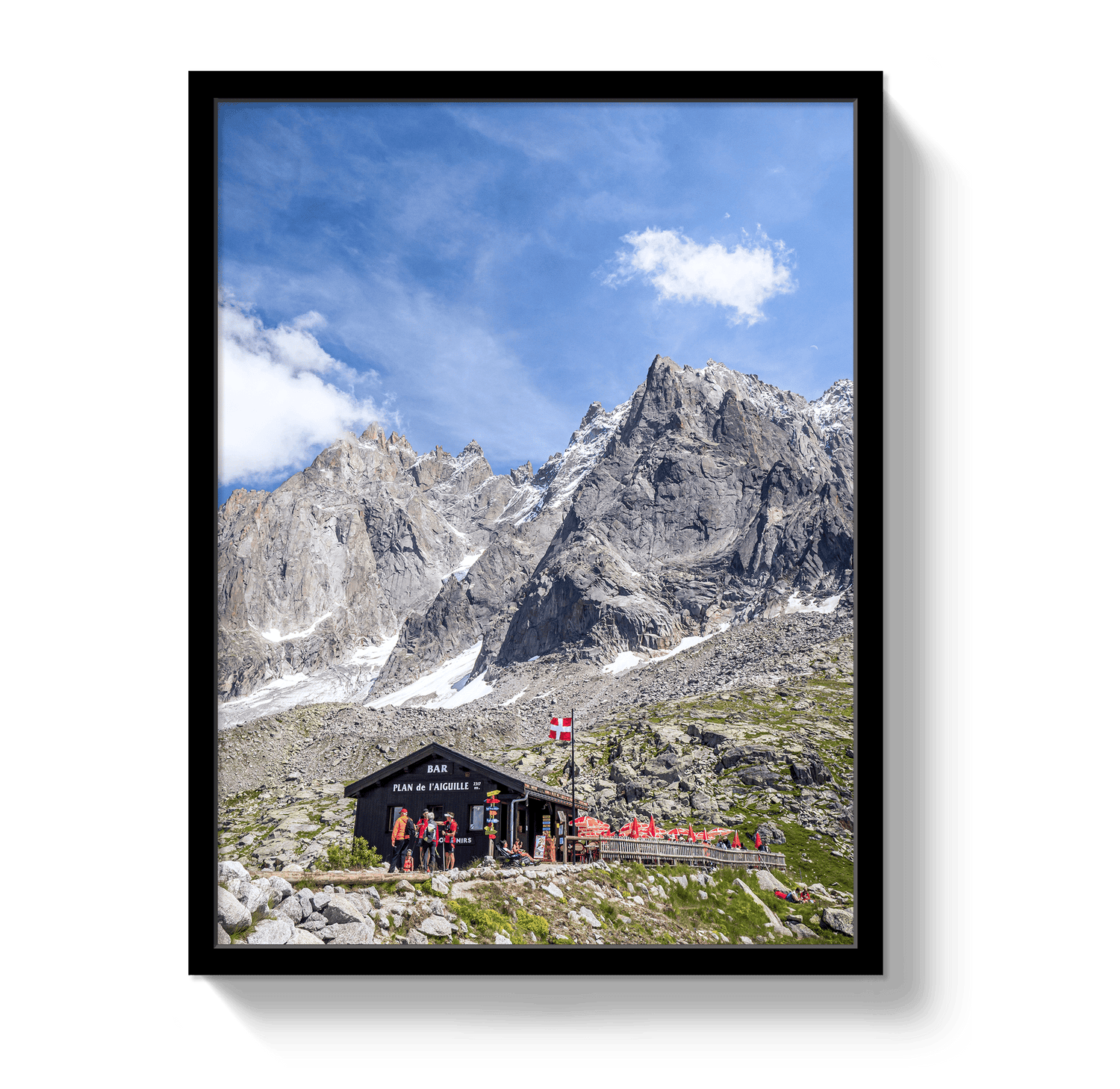 Johnny Vacay Black / 11x14 / Full Bleed Chamonix Mountain Bar