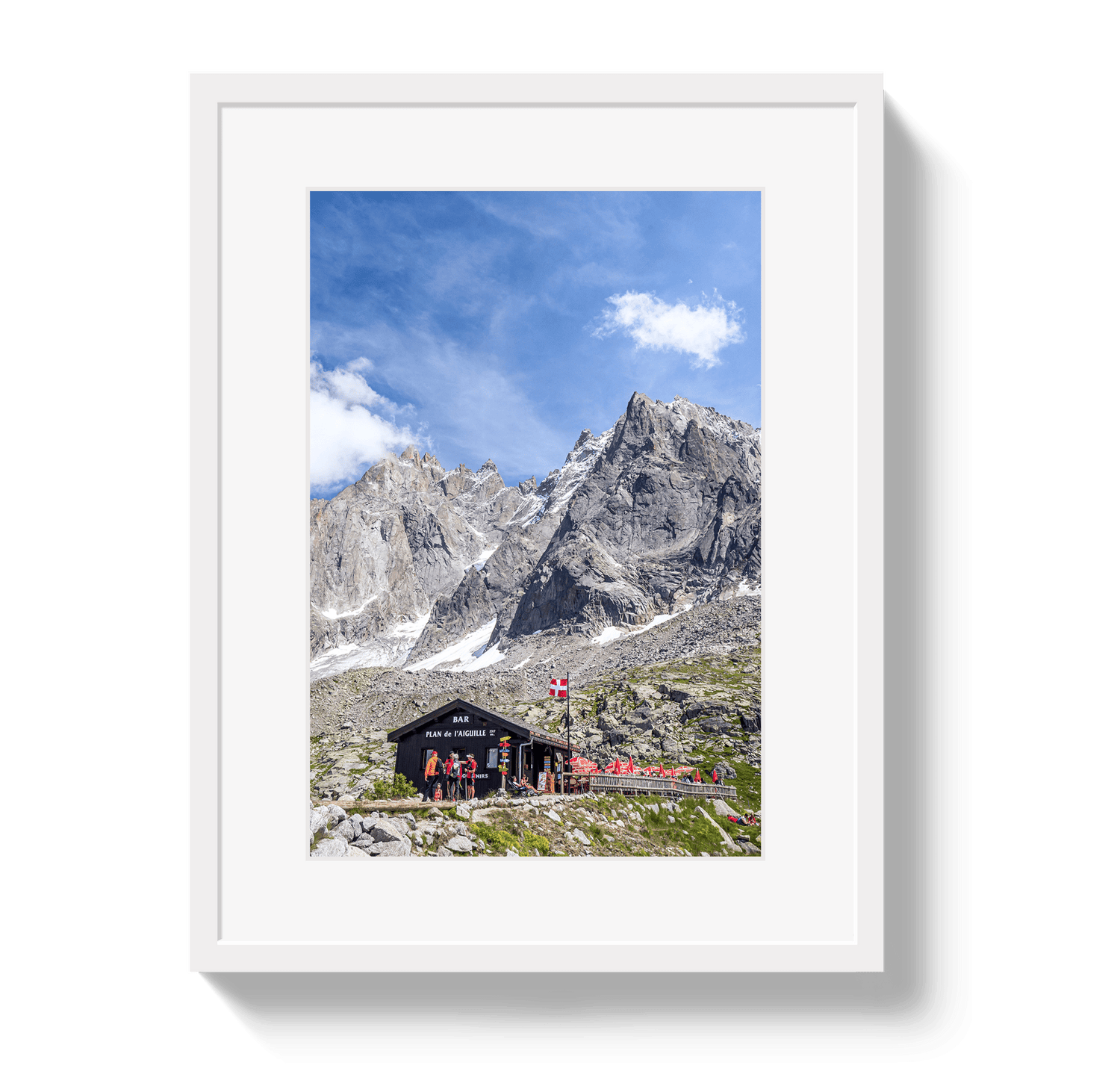 Johnny Vacay White / 11x14 / Matte Chamonix Mountain Bar