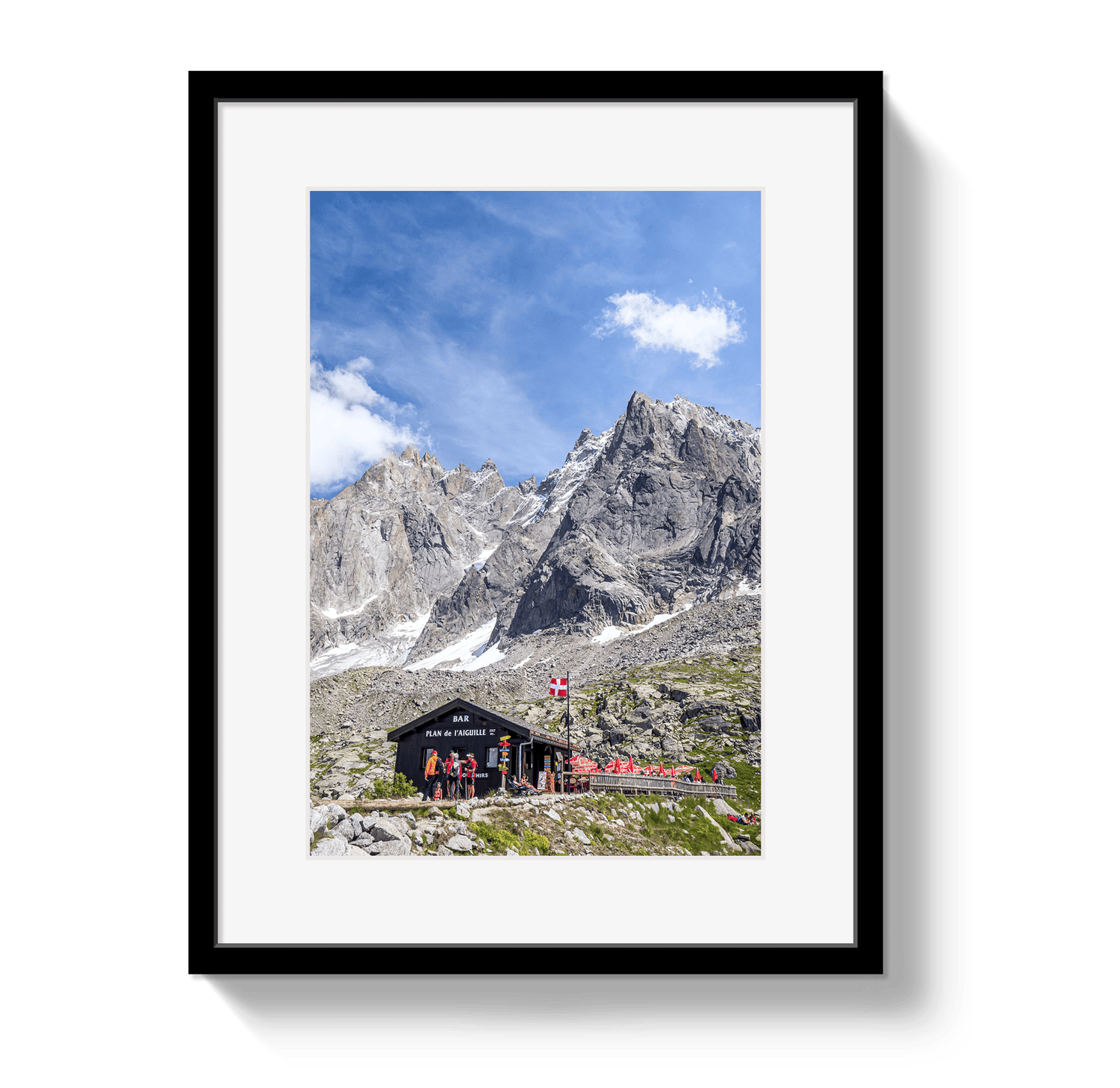 Johnny Vacay Black / 11x14 / Matte Chamonix Mountain Bar