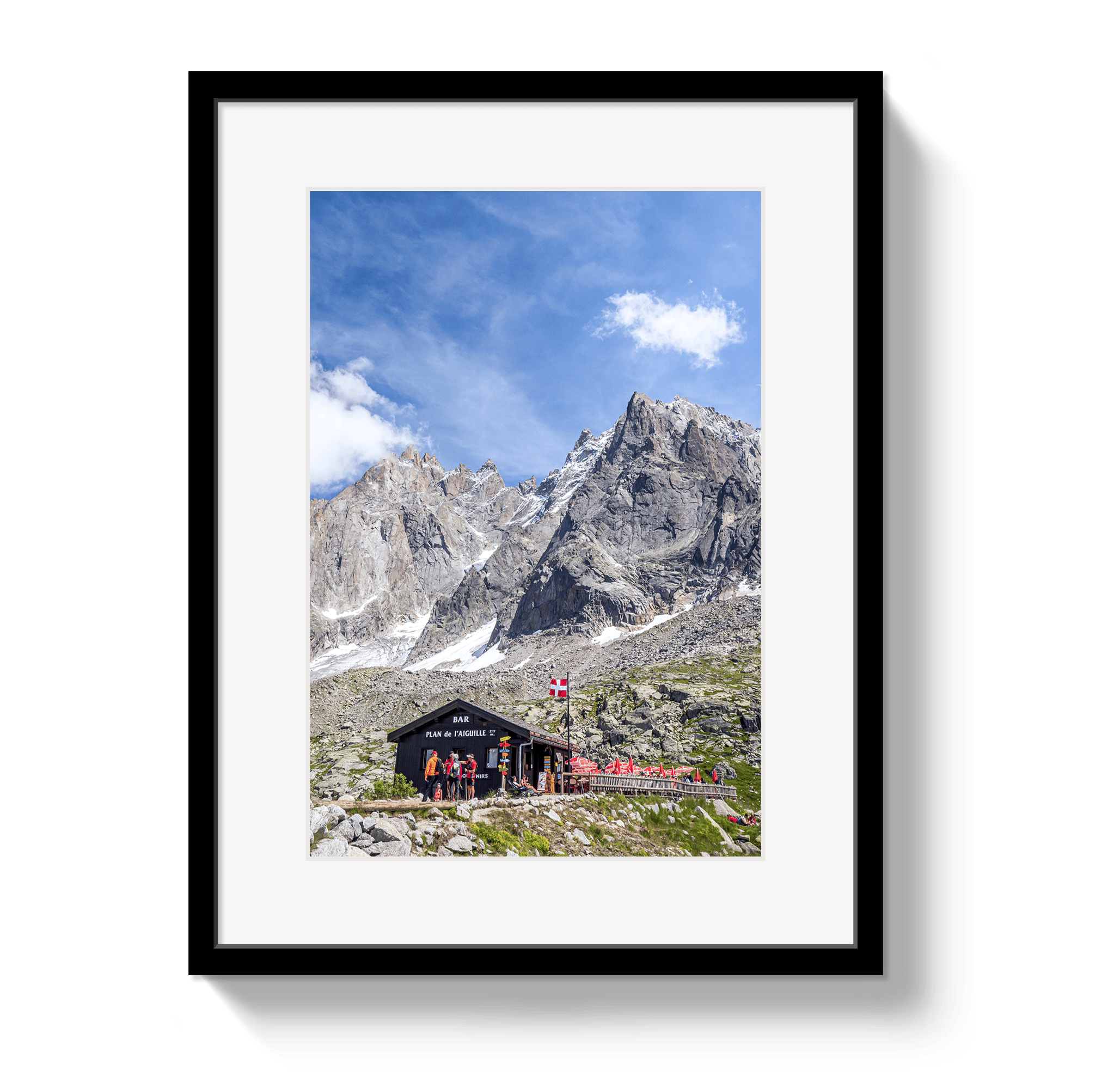 Johnny Vacay Black / 11x14 / Matte Chamonix Mountain Bar