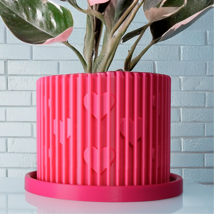 Modern Heart-Shaped Planter with Drainage &amp; Saucer – Unique Valentine’s Day Gift for Plant Lovers, 3d Printed Planter Home Hosting Decor,