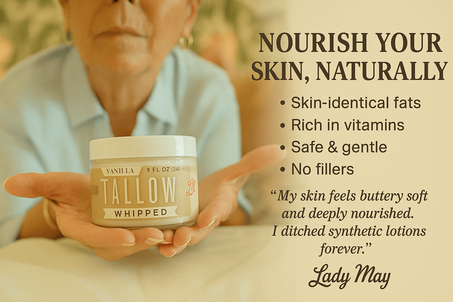 Lady May Tallow Bundles Vanilla Bean Luxury Gift Set | Tallow Skincare, Candle &amp; Soap