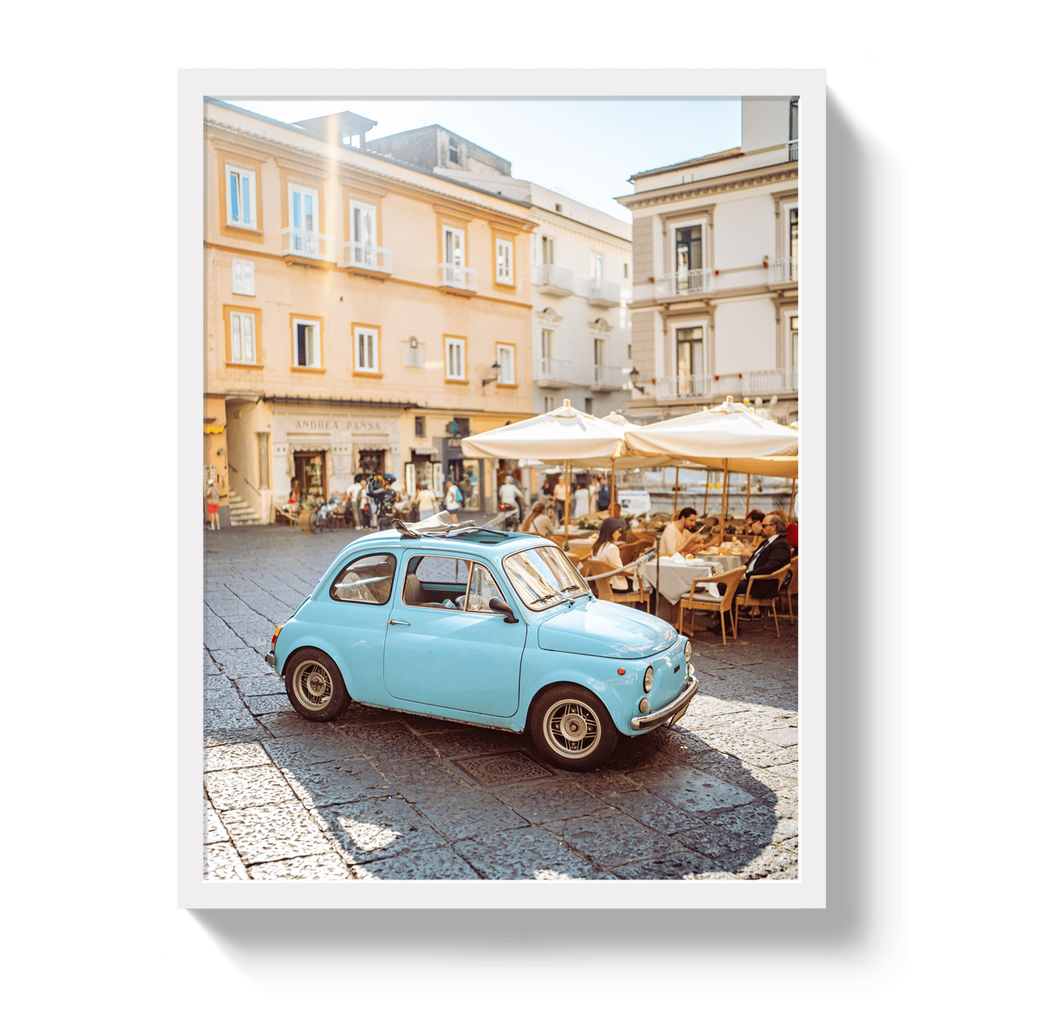 Johnny Vacay White / 11x14 / Full Bleed Piazza Parking