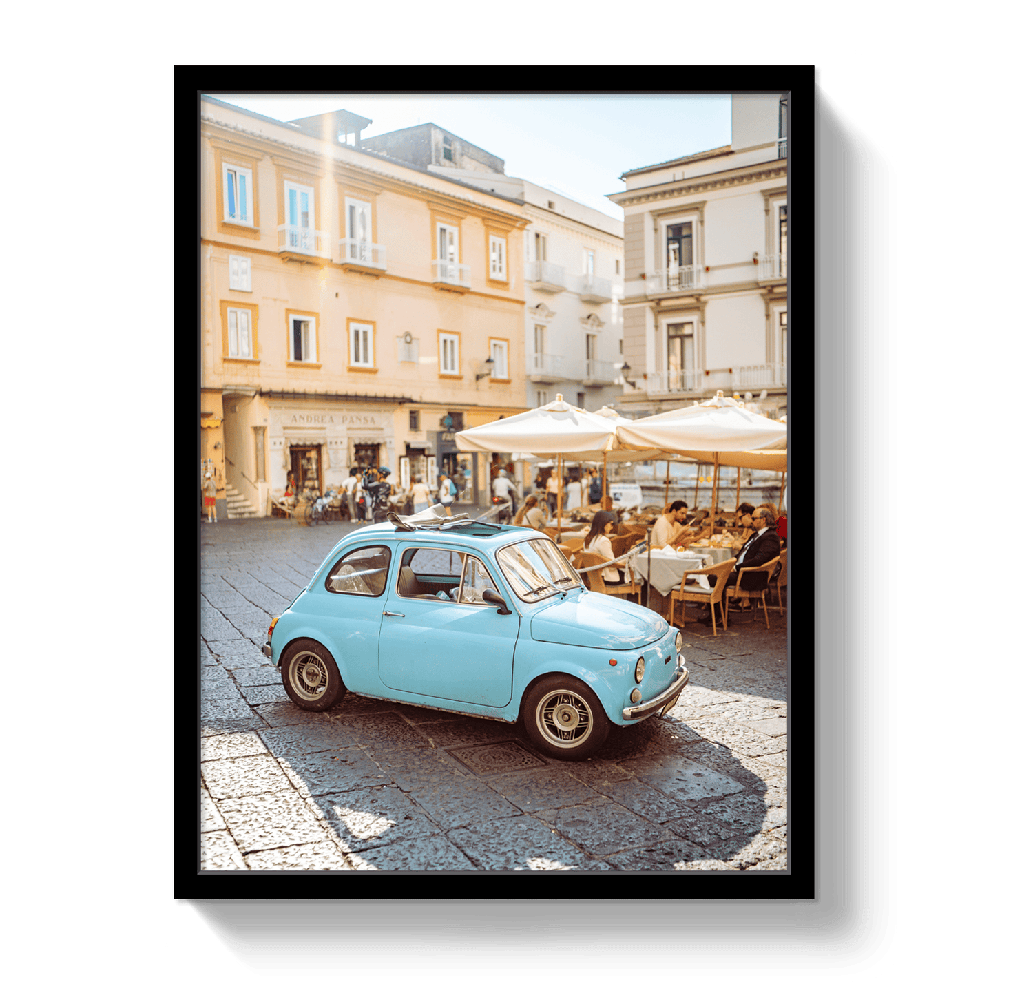 Johnny Vacay Black / 11x14 / Full Bleed Piazza Parking