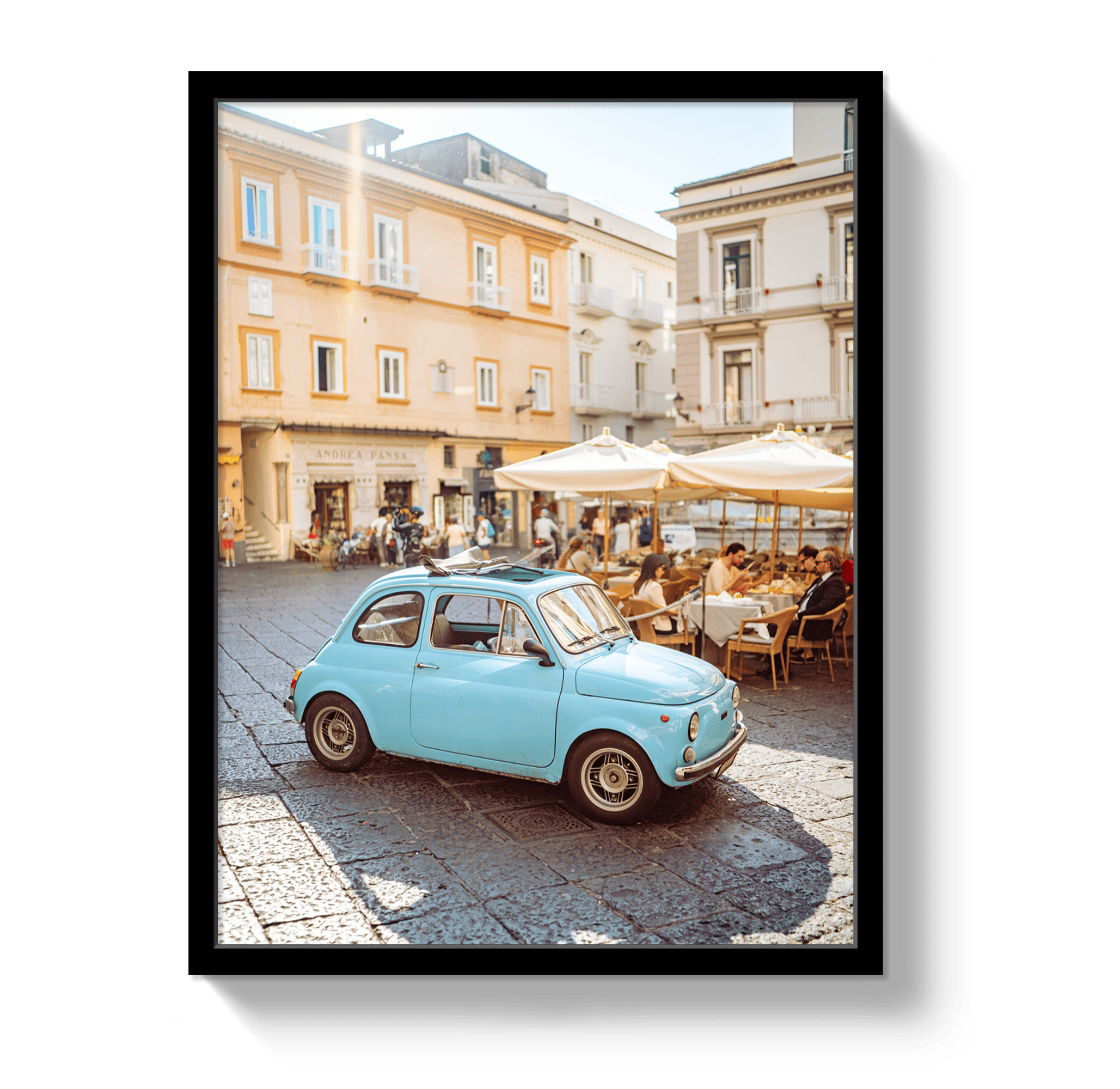 Johnny Vacay Black / 11x14 / Full Bleed Piazza Parking