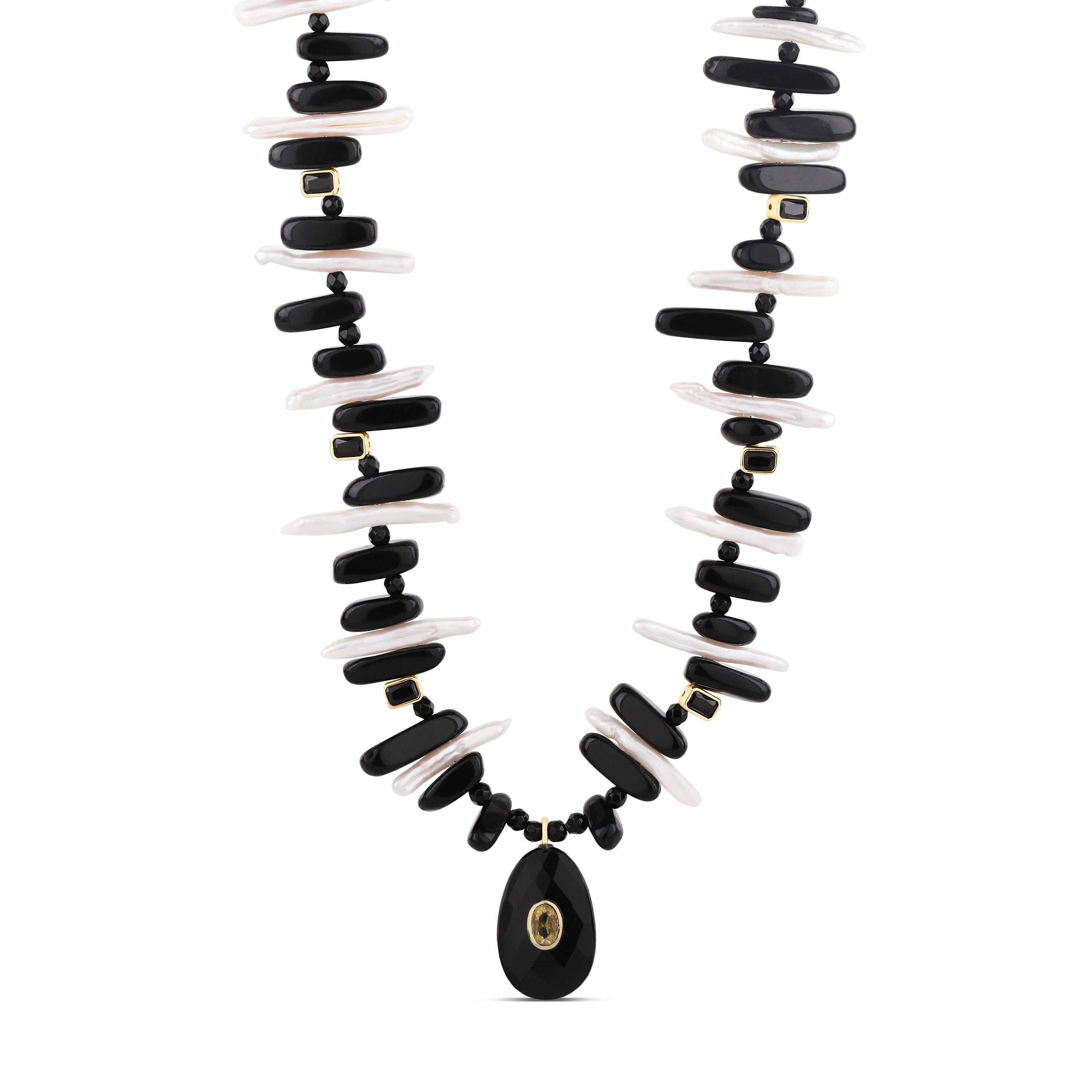 Hannah B by Hannah Bender Necklace Onyx &amp; Baroque Pearl Statement Necklace