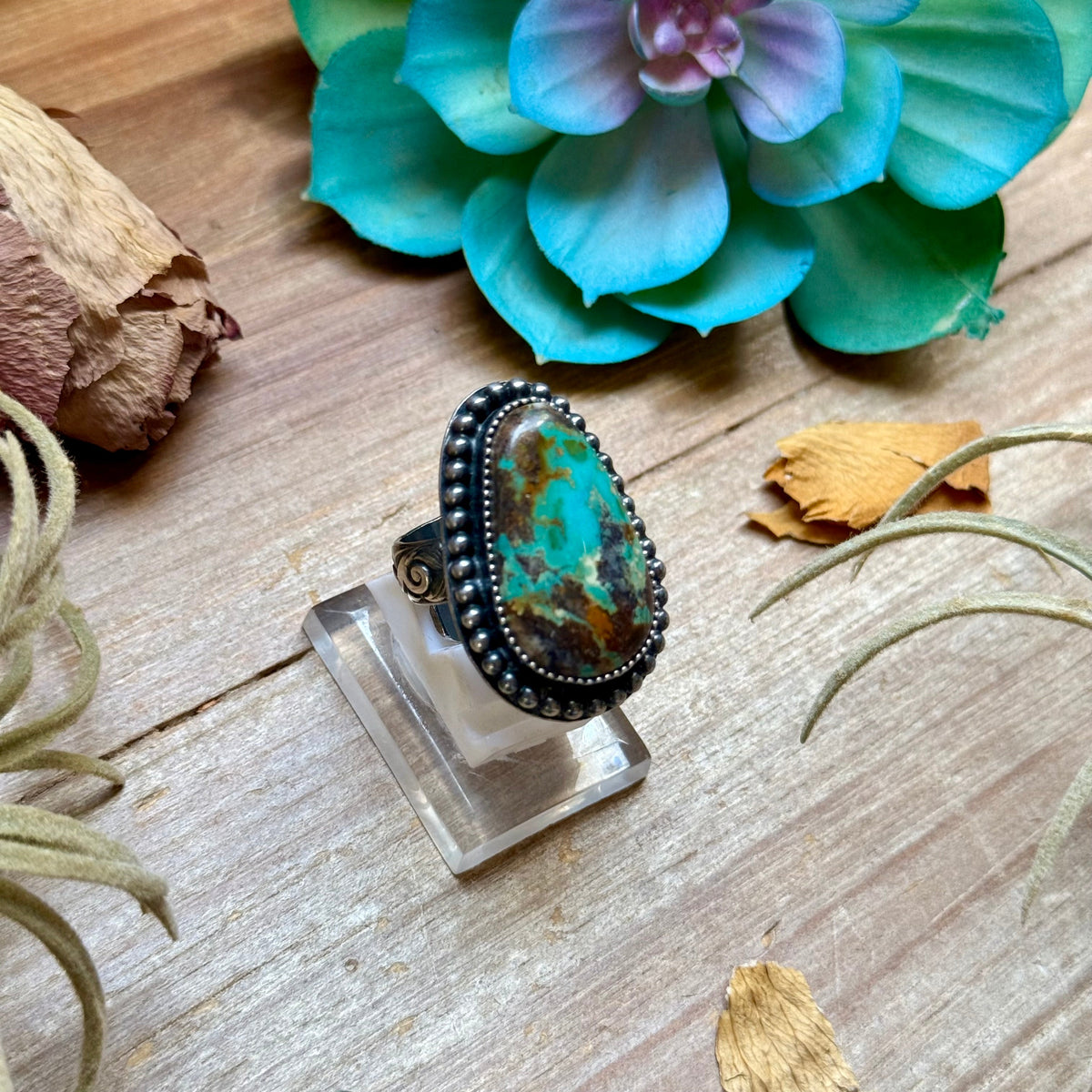 MJ Pear-Shaped Turquoise Sterling Silver Ring