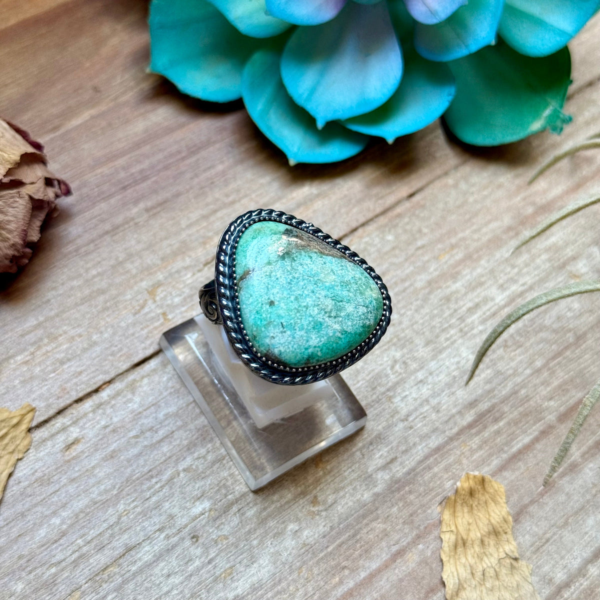 MJ Light Turquoise Freeform Sterling Silver Ring