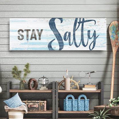 Tailored Canvases Canvas 12x36 inch Medium Premium Gallery Wrapped Stay Salty Coastal Sign IX