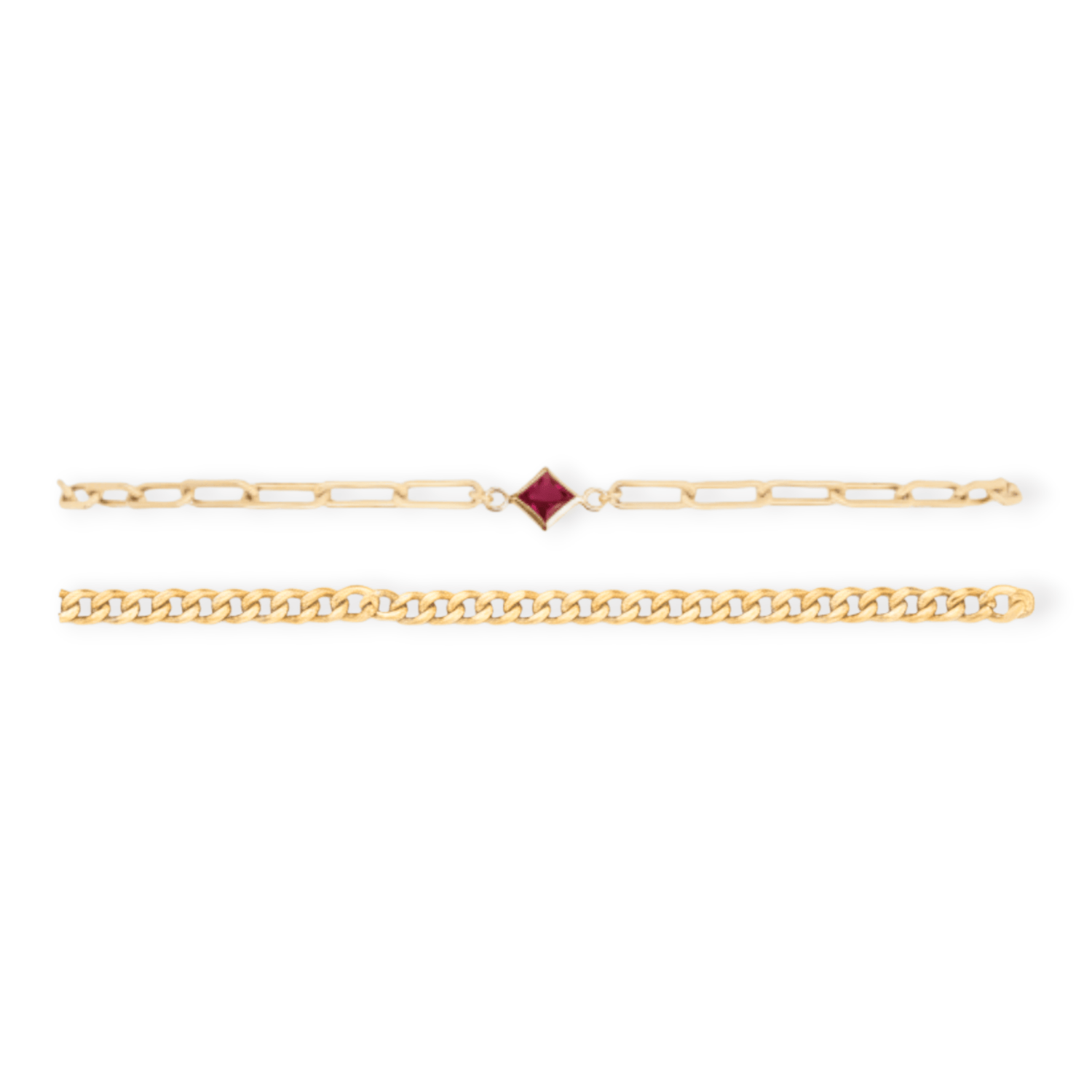 Cuffed by Nano LLC SMALL - 6.5" / January Birthstone + Gabi Curb Bracelet Stack