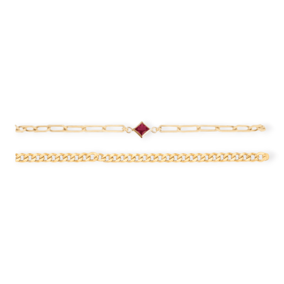Cuffed by Nano LLC SMALL - 6.5" / January Birthstone + Gabi Curb Bracelet Stack
