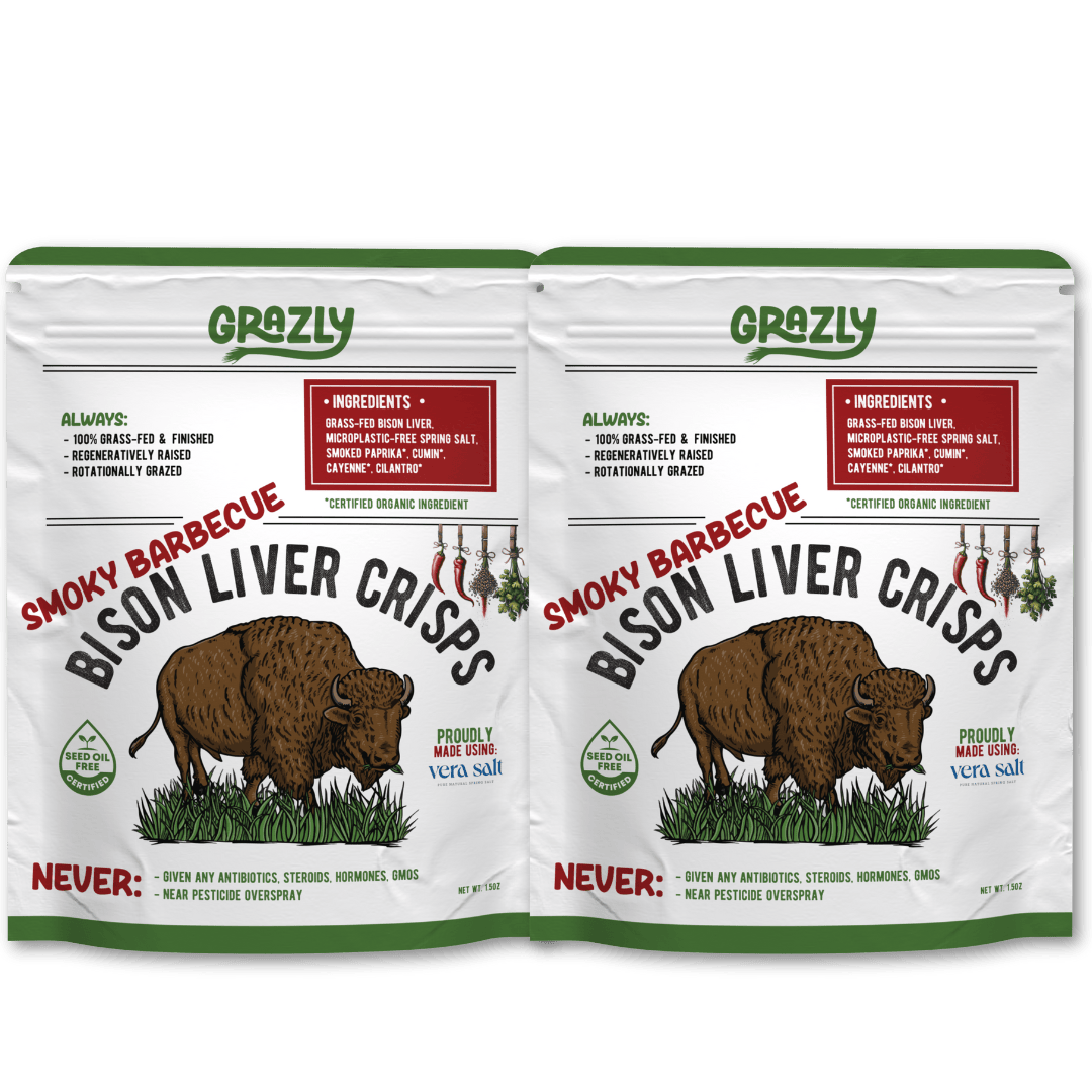 Grazly Bison Crisp Smoky Barbecue / 2 Pack Bison Liver Crisps - 100% Grass-Fed/Finished