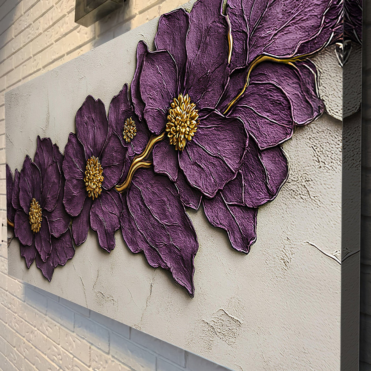Tailored Canvases Canvas Purple Flower Plaster Wall Art