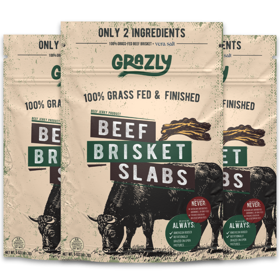 Grazly 3 Pack Beef Brisket Slabs - 100% Grass-Fed &amp; Finished