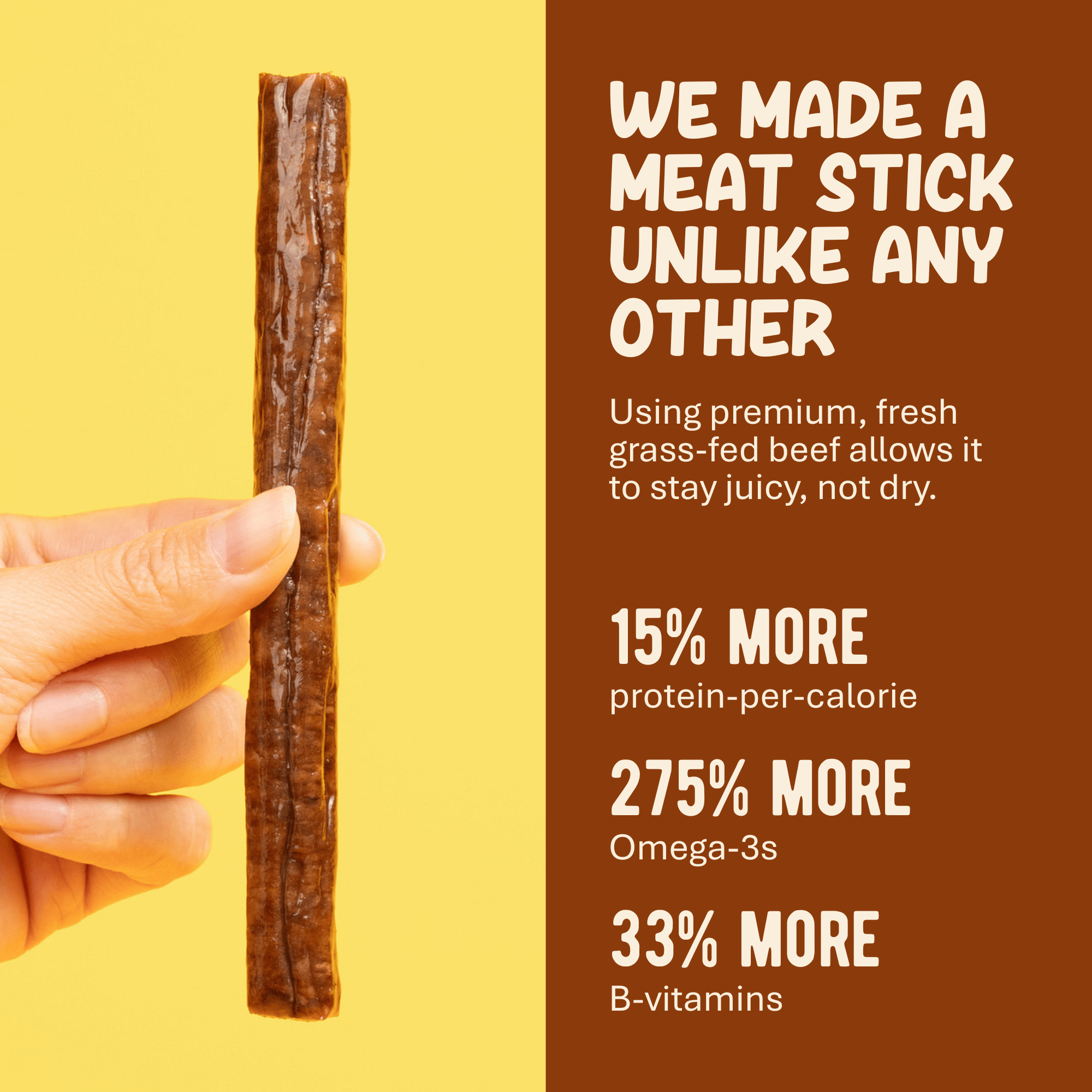 Plain Beef Meat Sticks - 100% Grass-Fed &amp; Finished