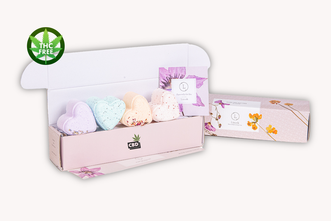 CBD -  5 Hearts Shaped Shower Steamers/ fizzies with CBD - in a Gift Box - Can be personalized. (THC free) - My American Goods