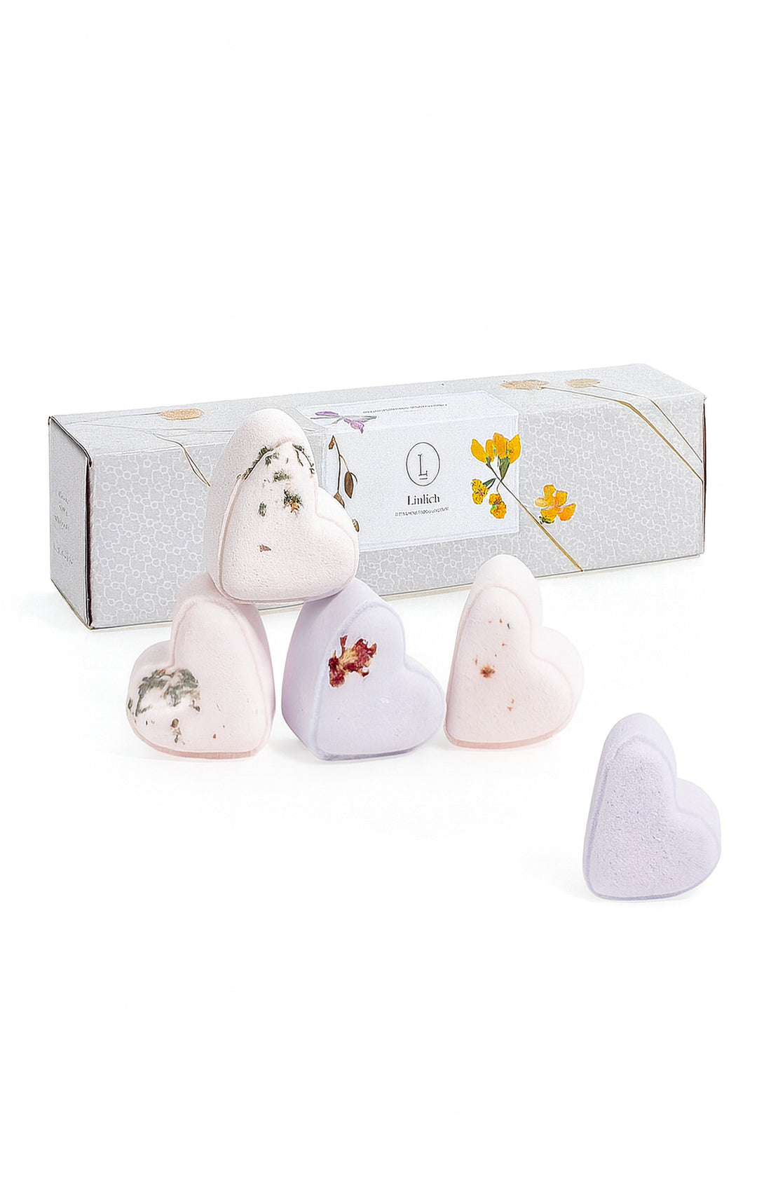 Bath Bombs - Lavender  - a Set of 5 Heart Shaped Gift box - Mother&