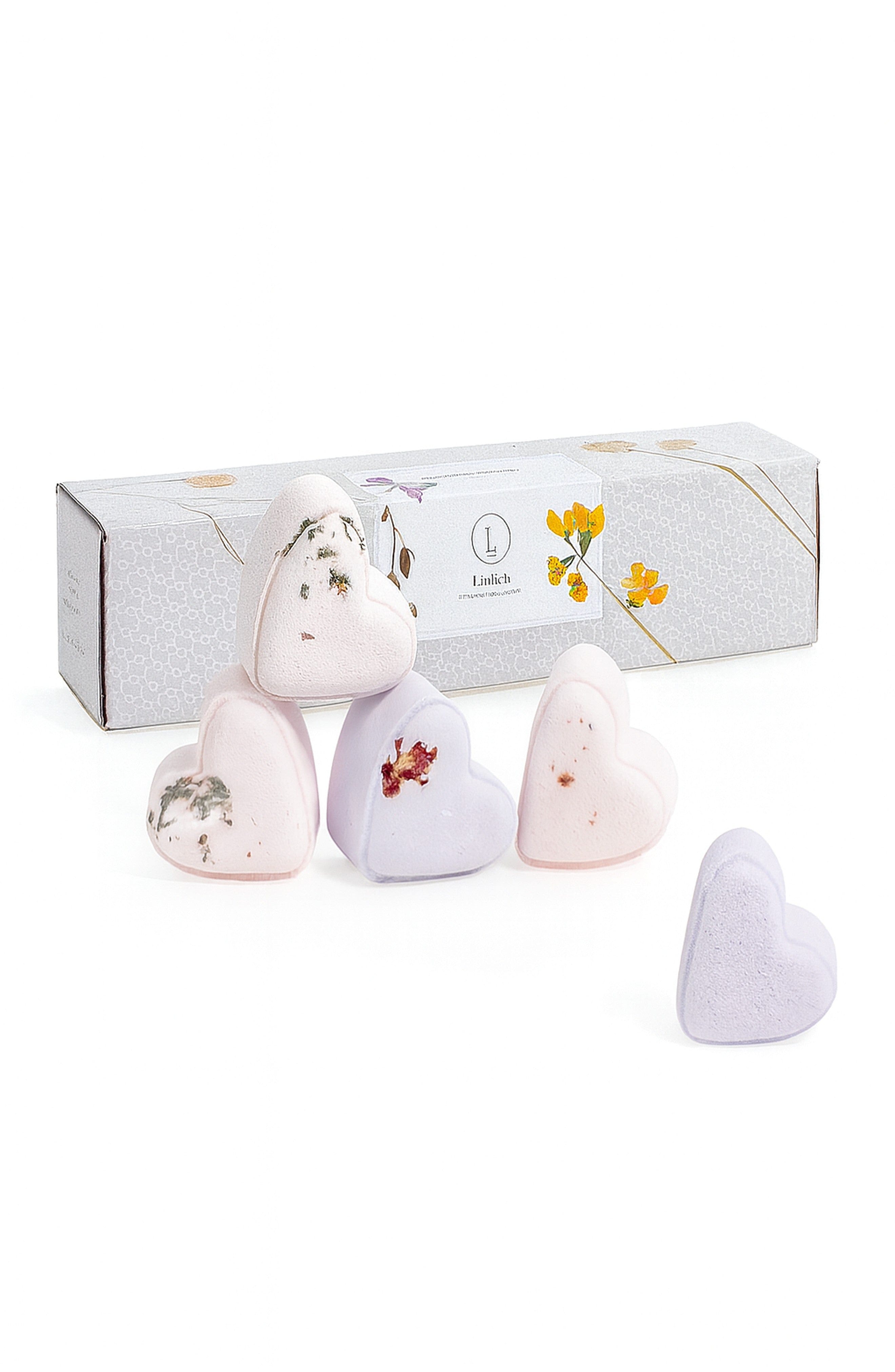 Lizush Unisex gift set Bath Bombs - Lavender  - a Set of 5 Heart Shaped Gift box - Mother&